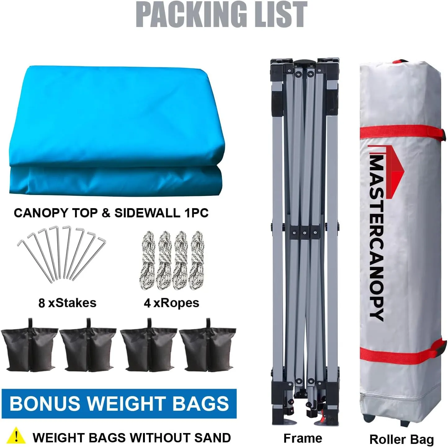 MASTERCANOPY Durable Pop-up Canopy Tent with 1 Sidewall (10'x10',Sky Blue)