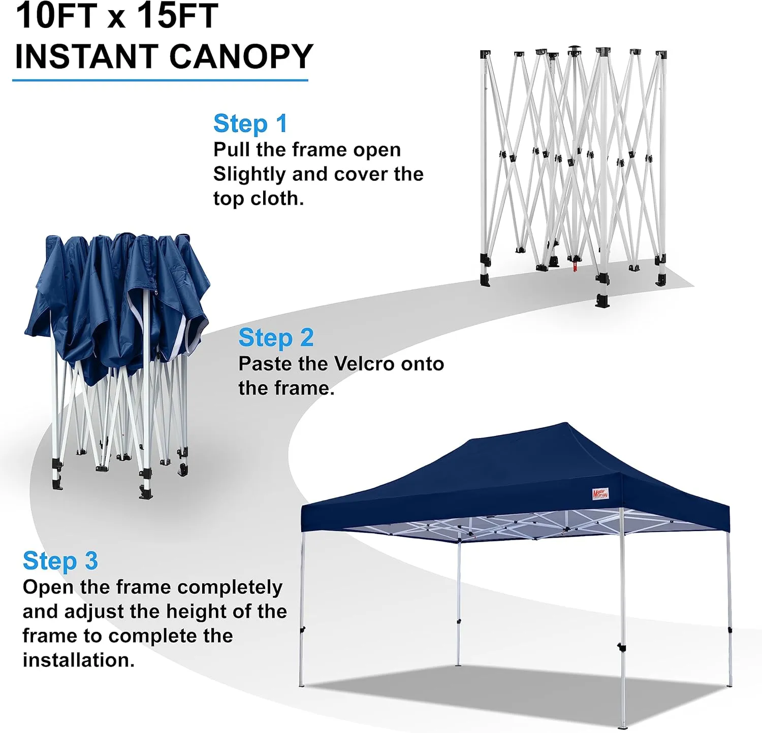MASTERCANOPY Pop Up Canopy Tent Commercial Grade 10x15 Instant Shelter (Navy Blue)