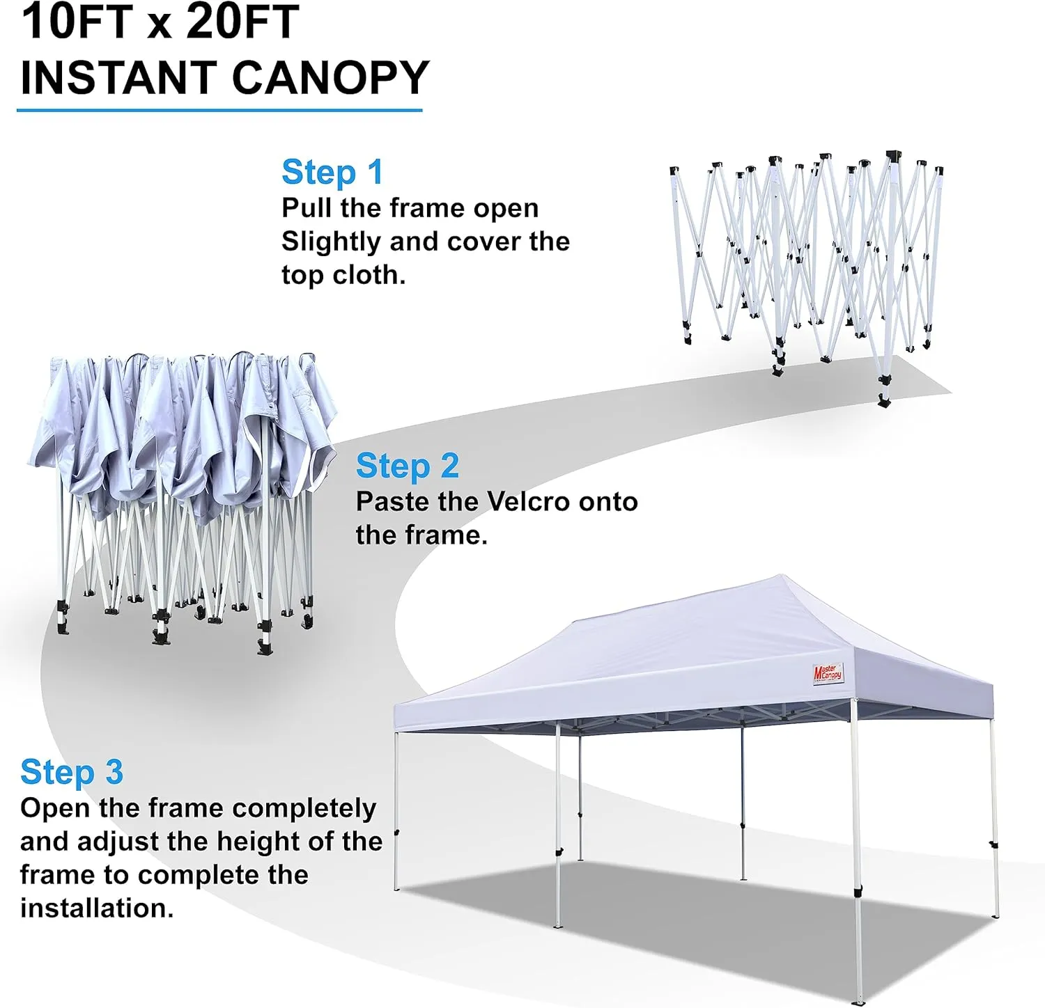 MASTERCANOPY Pop Up Canopy Tent Commercial Grade 10x20 Instant Shelter (White)