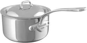 Mauviel M'Cook 5-Ply Polished Stainless Steel Sauce Pan With Lid, And Cast Stainless Steel Handle, 4.8-Qt, Made In France