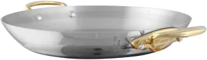 Mauviel M'Cook B Stainless Steel Round Pan With Brass Handles, 9.4-in, Made In France