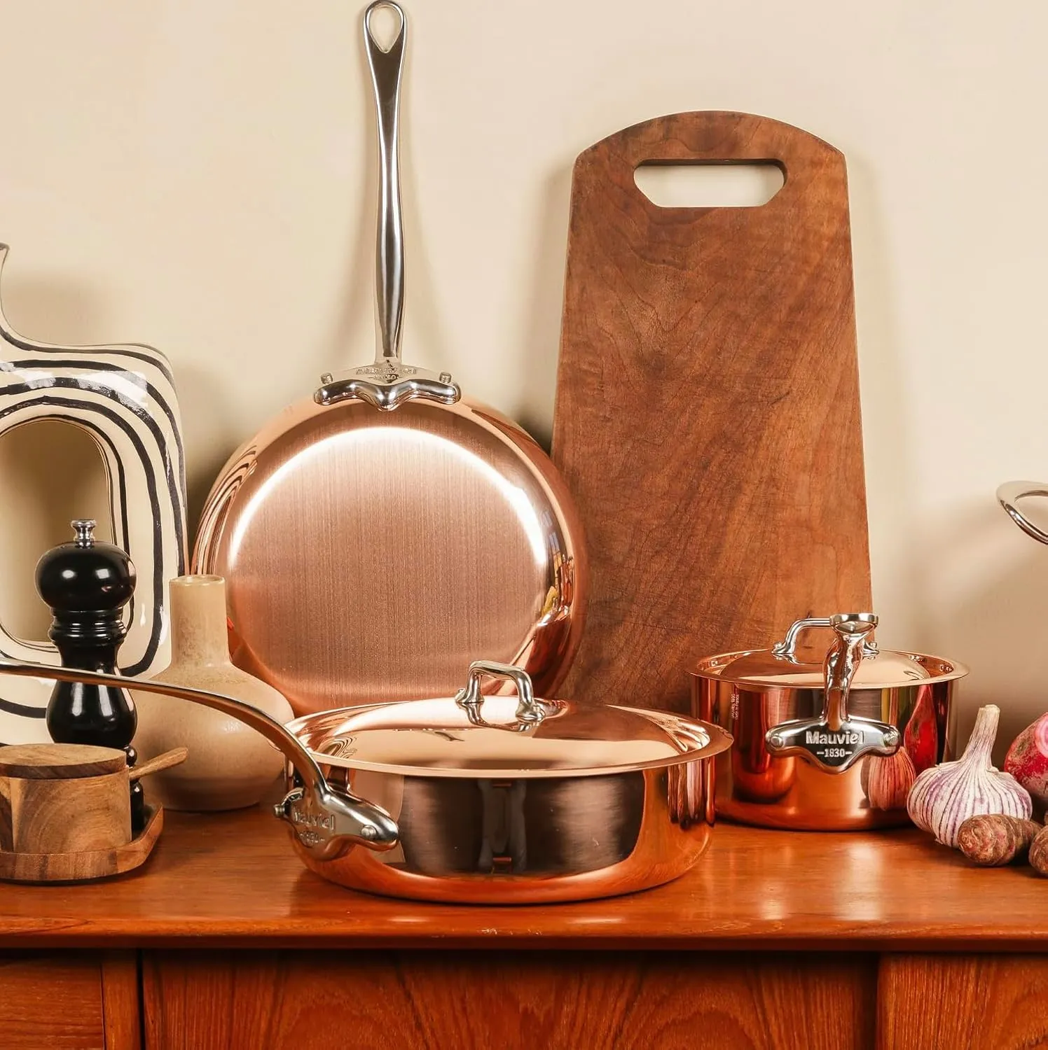 Mauviel M'Heritage 150 S 1.5mm Polished Copper & Stainless Steel Sauce Pan With Lid, And Cast Stainless Steel Handle, 3.5-qt, Made In France
