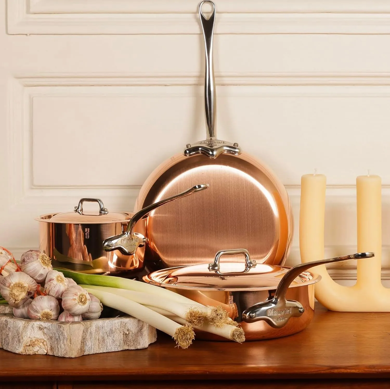 Mauviel M'Heritage 150 S 1.5mm Polished Copper & Stainless Steel Sauce Pan With Lid, And Cast Stainless Steel Handle, 3.5-qt, Made In France