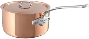 Mauviel M'Heritage 150 S 1.5mm Polished Copper & Stainless Steel Sauce Pan With Lid, And Cast Stainless Steel Handle, 3.5-qt, Made In France