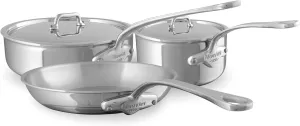 Mauviel M'Urban 4 Tri-Ply Polished Stainless Steel 5-Piece Cookware Set With Cast Stainless Steel Handles, Made In France