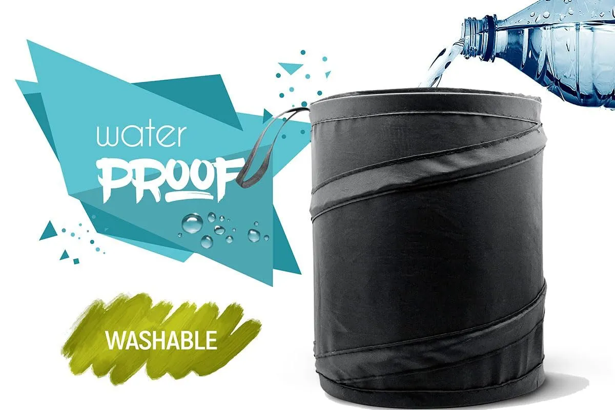 Mavoro Car Trash Can, Portable Garbage Bin, Collapsible Pop-up Water Proof Bag, Waste Basket Bin, Rubbish Bin (2 Pack, 2 Gallon)