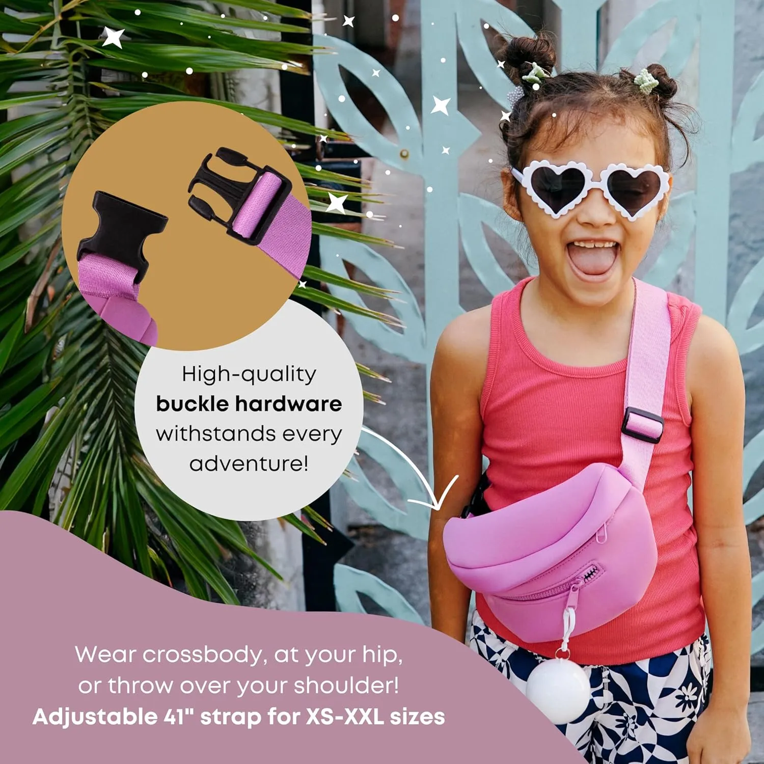 Maxie & Nova 20 Pcs Theme Park Essentials Kit (Two Each: Fanny Pack, USB Fan, Collapsable Water Bottle, Cooling Towel, Silicone Straw, 3 Disposable Rain Ponchos & Case, 1 Black & 1 Pink