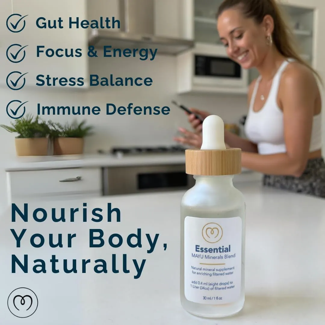 Mayu Concentrated Ionic Trace Mineral Drops - Rich Concentrate Electrolytes: Magnesium Chloride Sodium Supplements - Essential Blend Drop for Immune Support - Nutrient-Packed Alkaline Water (1)