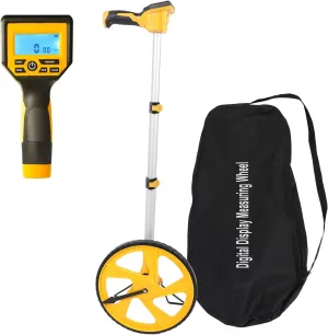 Measuring Wheel in Feet and Inches, Collapsible with One Key to Zero, Kickstand, Starting Point Arrow and Cloth Carrying Bag, Measurement 0-9,999 Ft.