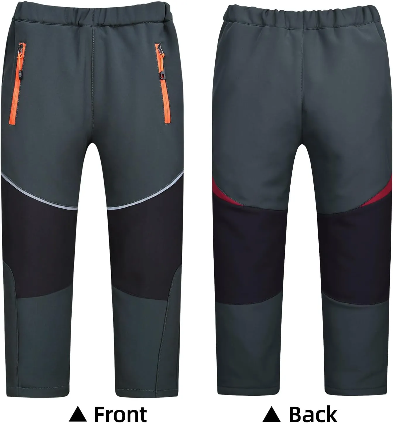 MEILONGER Boys Girls Softshell Hiking Pants Fleece Lined Skiing Snow Pants Kids Outdoor Trousers