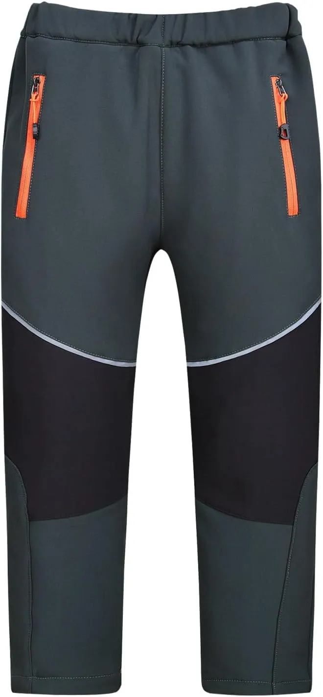 MEILONGER Boys Girls Softshell Hiking Pants Fleece Lined Skiing Snow Pants Kids Outdoor Trousers