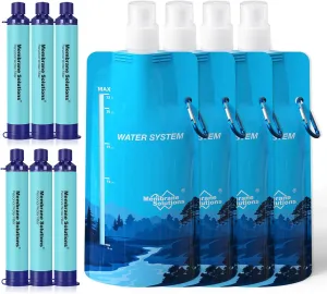 Membrane Solutions Squeeze Water Filtration System, Survival Water Purifier Kit, Portable Backpacking Gear for Hiking Camping Travel(6 4)