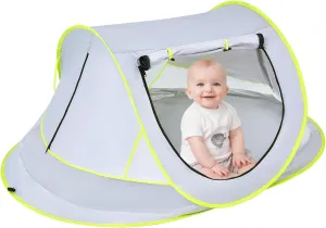 Mengersi Baby Beach Tent,Large Pop Up Beach Shade Sun Shelter for Girls Boys,Pop Up Mosquito Net for Kids Travel Tent Play Tent Or Baby Bed,UPF 50  UV (Gray)