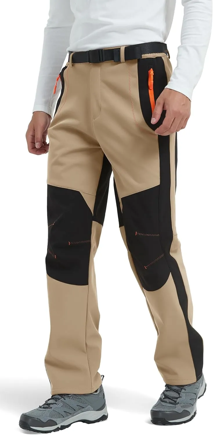 Men's Hiking Snow Ski Pants Softshell Fleece Lined Winter Water Repellent Outdoor Fishing Cargo Pants