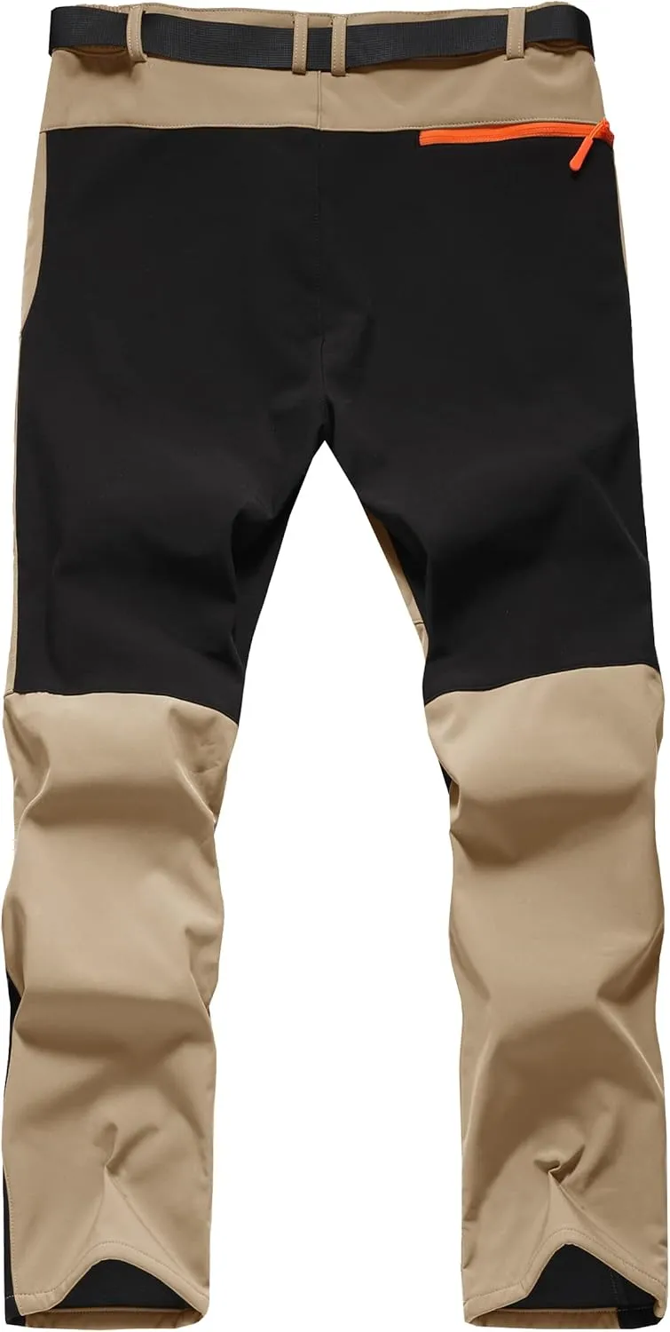 Men's Hiking Snow Ski Pants Softshell Fleece Lined Winter Water Repellent Outdoor Fishing Cargo Pants