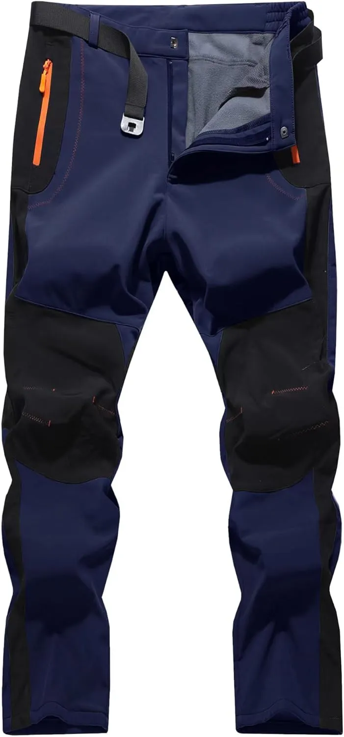 Men's Hiking Snow Ski Pants Softshell Fleece Lined Winter Water Repellent Outdoor Fishing Cargo Pants