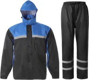 Men's Rain Suit High Visibility Reflective Work Rain Jacket Pants for All Sport Farm Fishing Motorcycle