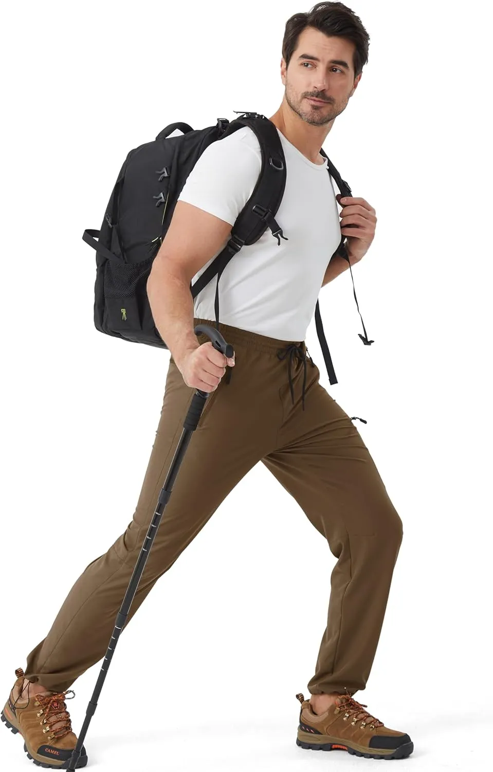 Mens Stretch Hiking Pants Cargo Quick Dry Lightweight Water Resistant Outdoor Fishing Pants Adjustable Bottom Pockets