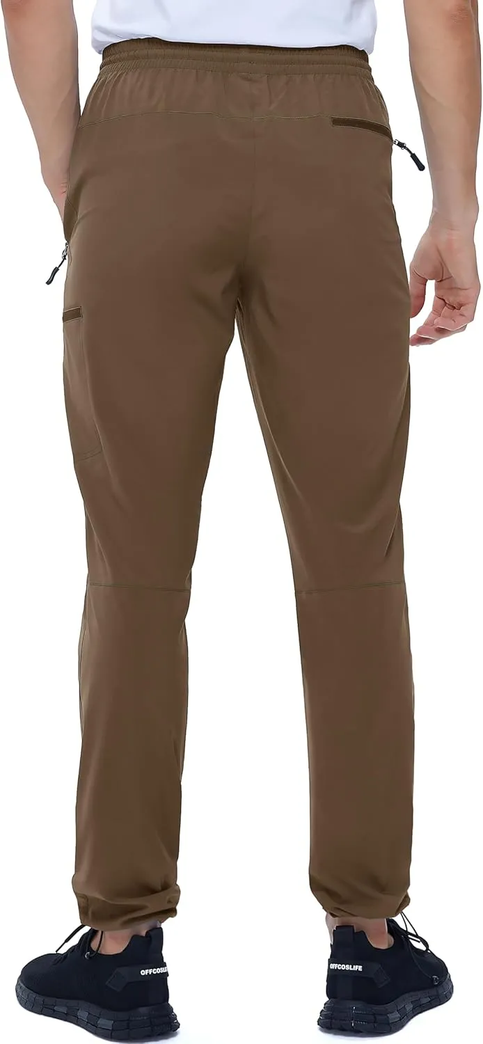 Mens Stretch Hiking Pants Cargo Quick Dry Lightweight Water Resistant Outdoor Fishing Pants Adjustable Bottom Pockets