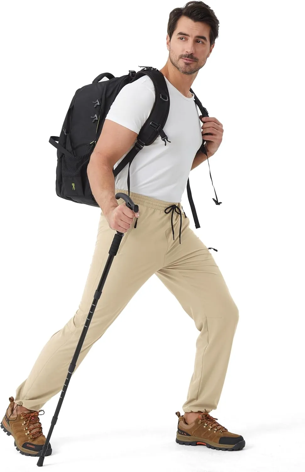 Mens Stretch Hiking Pants Cargo Quick Dry Lightweight Water Resistant Outdoor Fishing Pants Adjustable Bottom Pockets