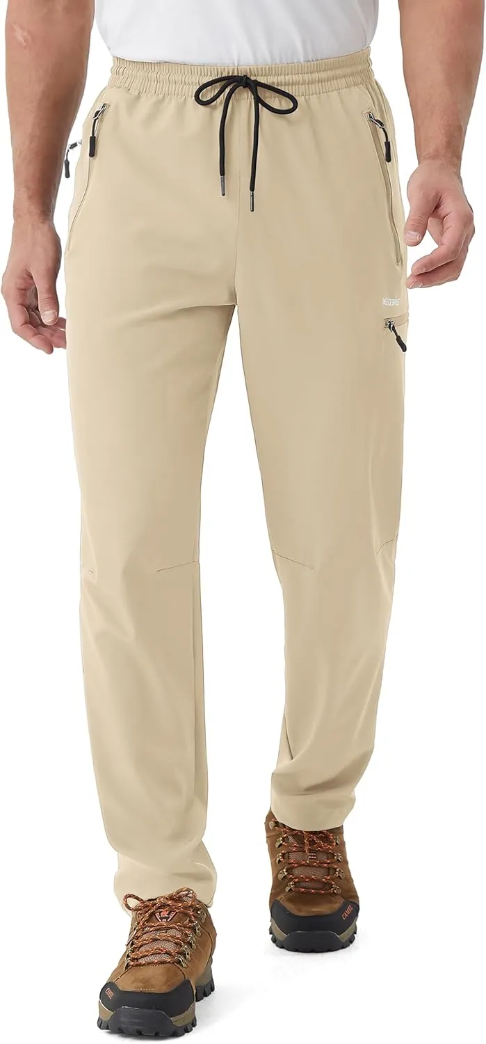 Mens Stretch Hiking Pants Cargo Quick Dry Lightweight Water Resistant Outdoor Fishing Pants Adjustable Bottom Pockets
