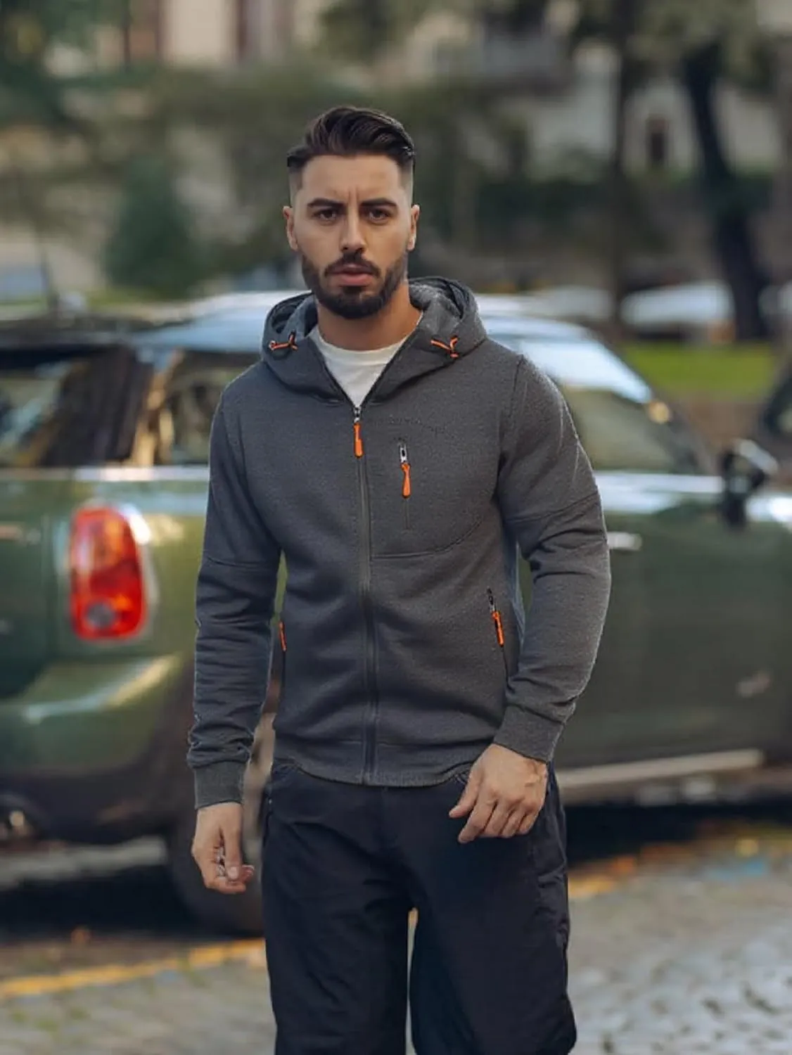 Men's Zip Up Fleece Hoodie Lightweight Sweatshirt Long Sleeve Sports Hooded Jacket with Zipper Pockets