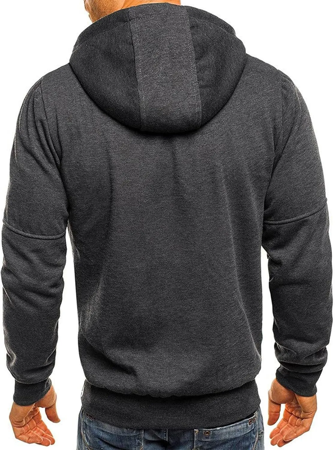 Men's Zip Up Fleece Hoodie Lightweight Sweatshirt Long Sleeve Sports Hooded Jacket with Zipper Pockets