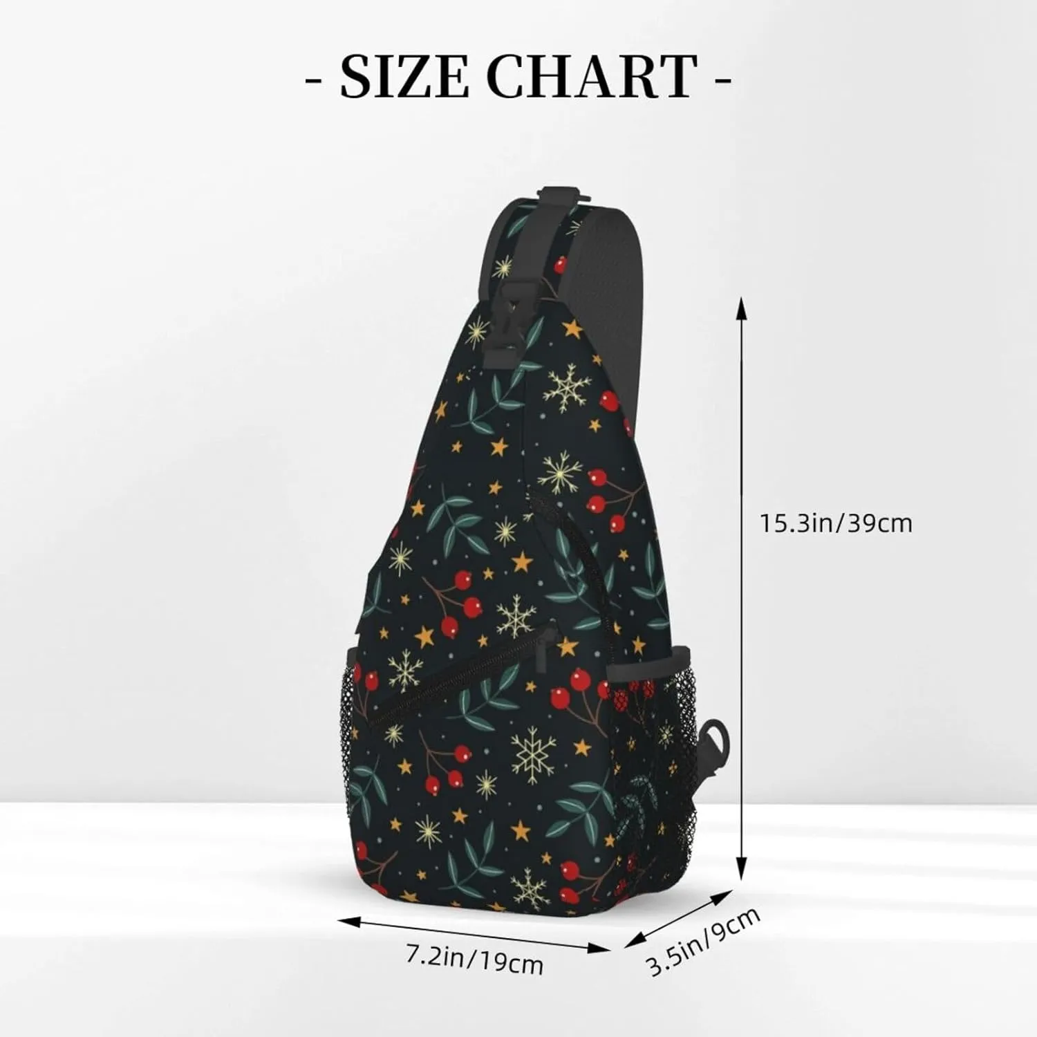 Merry Christmas Sling Backpack,Christmas Snowflake Crossbody Shoulder Backpack Adjustable Sling Bag for Men Women