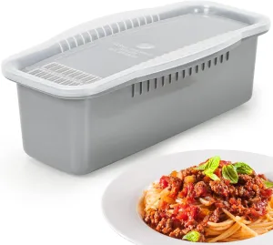 Microwave Pasta Cooker with Strainer Lid- Quick and Easy Cooks 4 Servings Spaghetti Cooker- No Sticking or Waiting For Boil- Perfect Make Pasta Every Time- For Dorm, Kitchen or Office