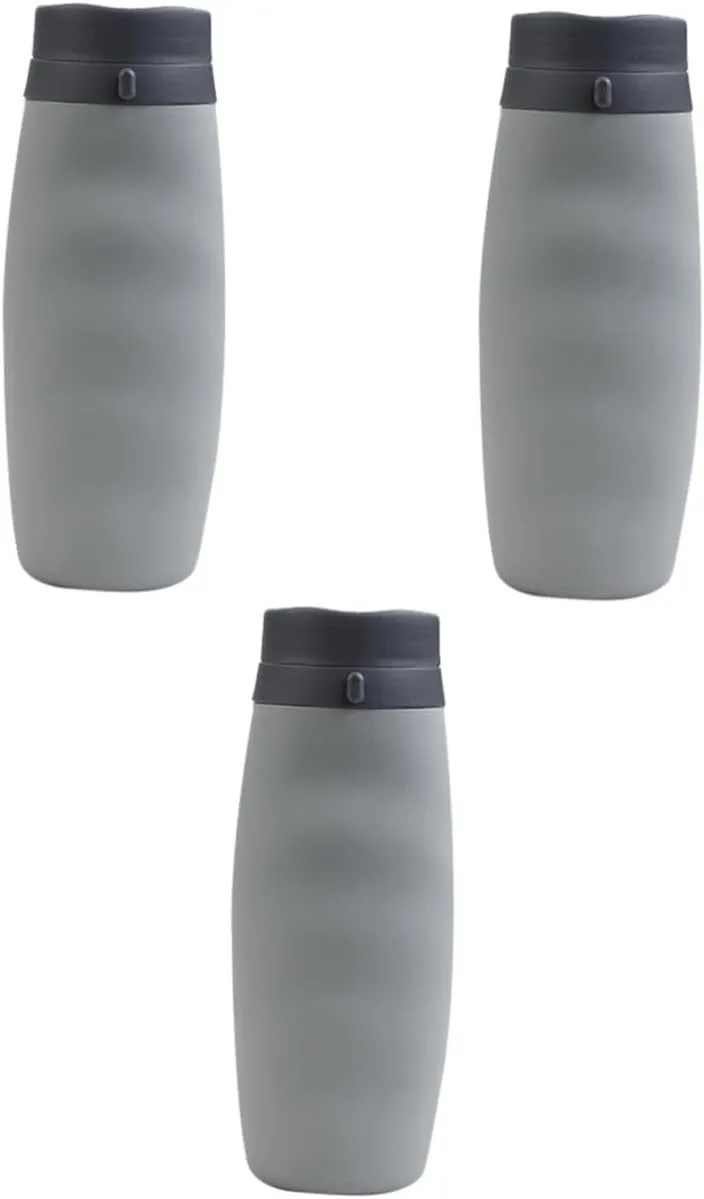 Mikikit 3pcs Space Saving Collapsible Water Bottle Travel Kettle Large Capacity Silicone Easy-clean Design