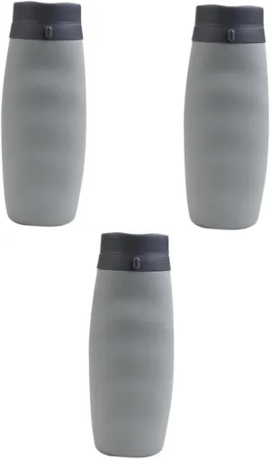 Mikikit 3pcs Space Saving Collapsible Water Bottle Travel Kettle Large Capacity Silicone Easy-clean Design
