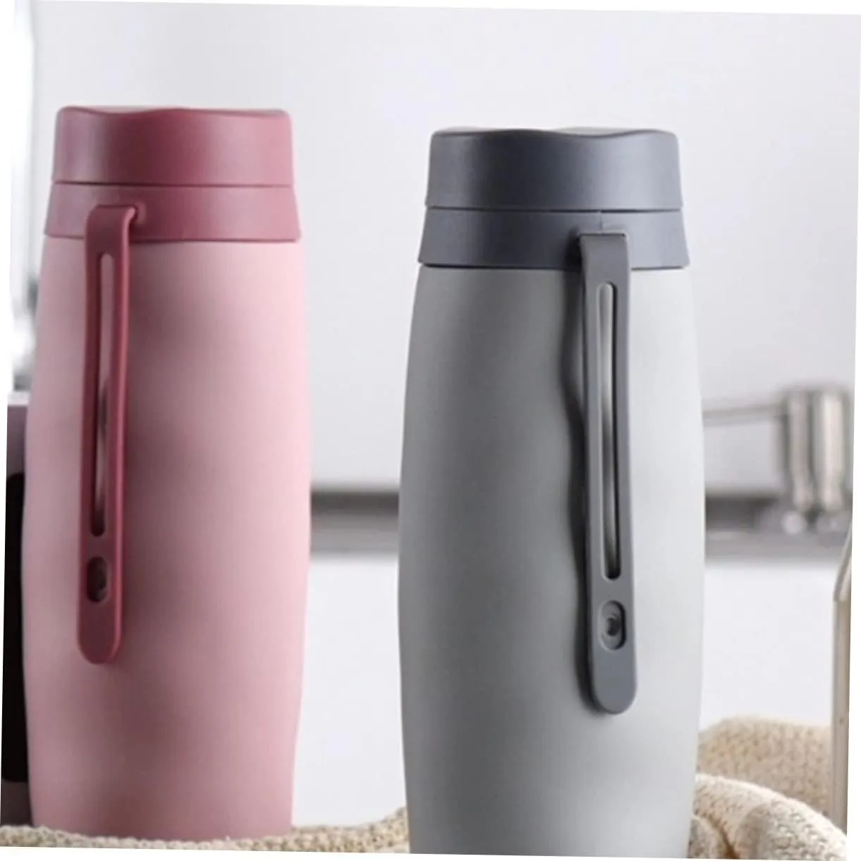 Mikikit 3pcs Space Saving Collapsible Water Bottle Travel Kettle Large Capacity Silicone Easy-clean Design