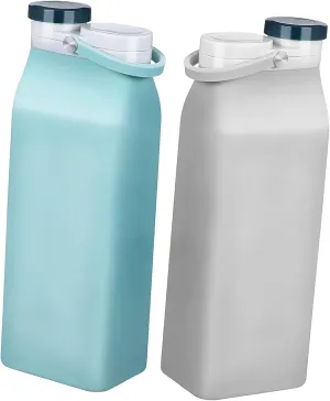 Mipcase 2Pcs Collapsible Water Bottles Leakproof Foldable Portable Kettle for Sports Travel and Outdoor Activities Lightweight Design