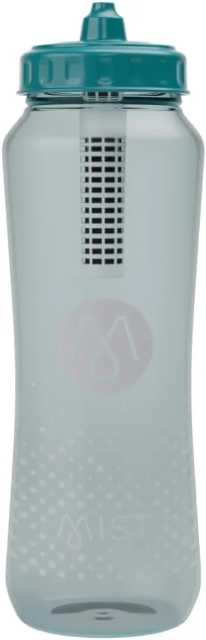 Mist Sports Squeeze Water Bottle with Built-In Filter for Pure Water, Lightweight and Easy Grip Squeeze Water Bottles Sports Quality, Leak Proof & BPA Free Athletic Water Bottle Squirt Top, Deap Teal