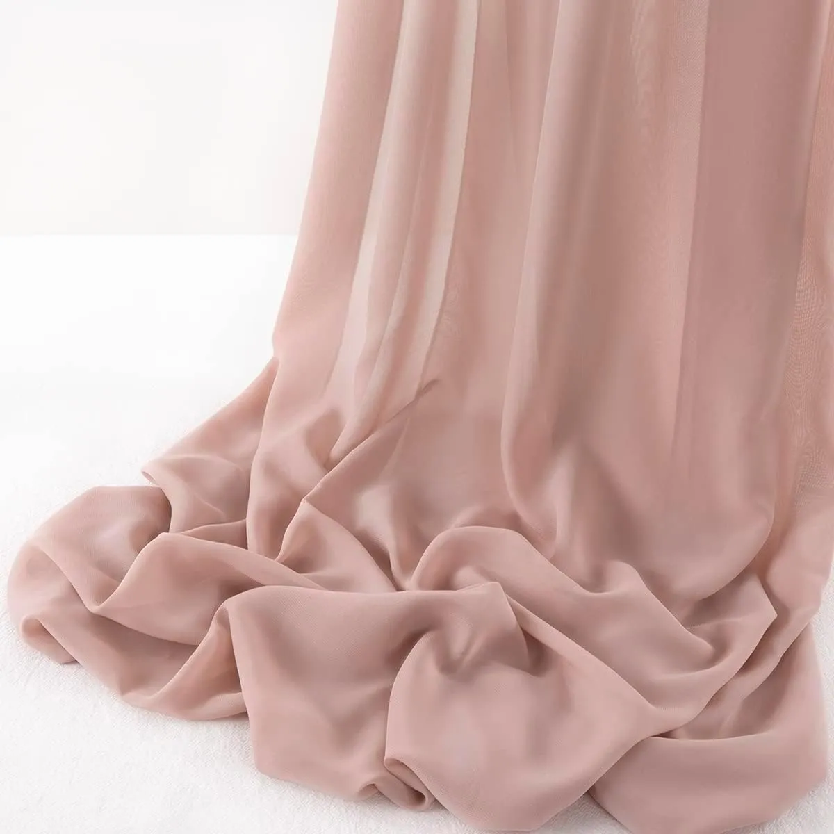 MLMW Chiffon Fabric by The Yard 5 Yards 60" Wide Dusty Rose Wedding Arch Draping Fabric Sheer Material for Party Backdrop Arch Ceiling Decor