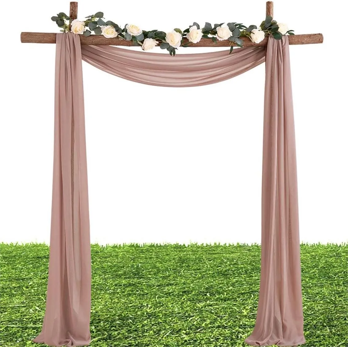 MLMW Chiffon Fabric by The Yard 5 Yards 60" Wide Dusty Rose Wedding Arch Draping Fabric Sheer Material for Party Backdrop Arch Ceiling Decor