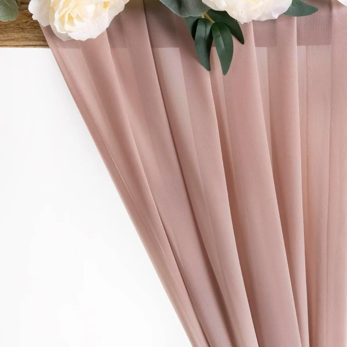 MLMW Chiffon Fabric by The Yard 5 Yards 60" Wide Dusty Rose Wedding Arch Draping Fabric Sheer Material for Party Backdrop Arch Ceiling Decor