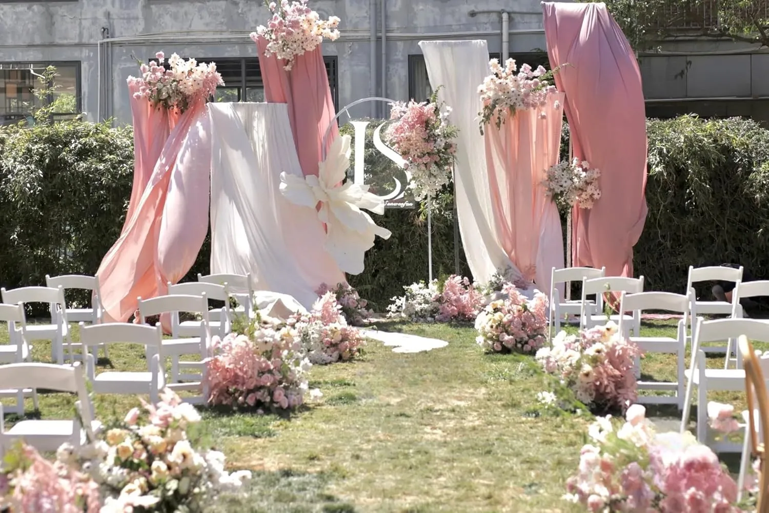 MLMW Chiffon Fabric by The Yard 5 Yards 60" Wide Dusty Rose Wedding Arch Draping Fabric Sheer Material for Party Backdrop Arch Ceiling Decor
