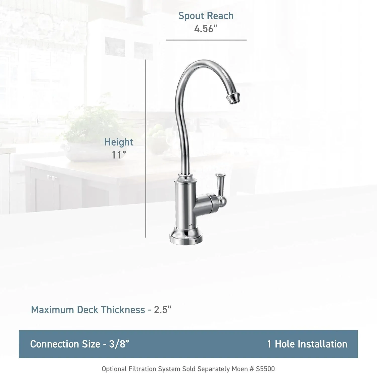 Moen Oil Rubbed Bronze Sip Traditional Cold Water Kitchen Beverage Faucet with Optional Filtration System, S5510ORB