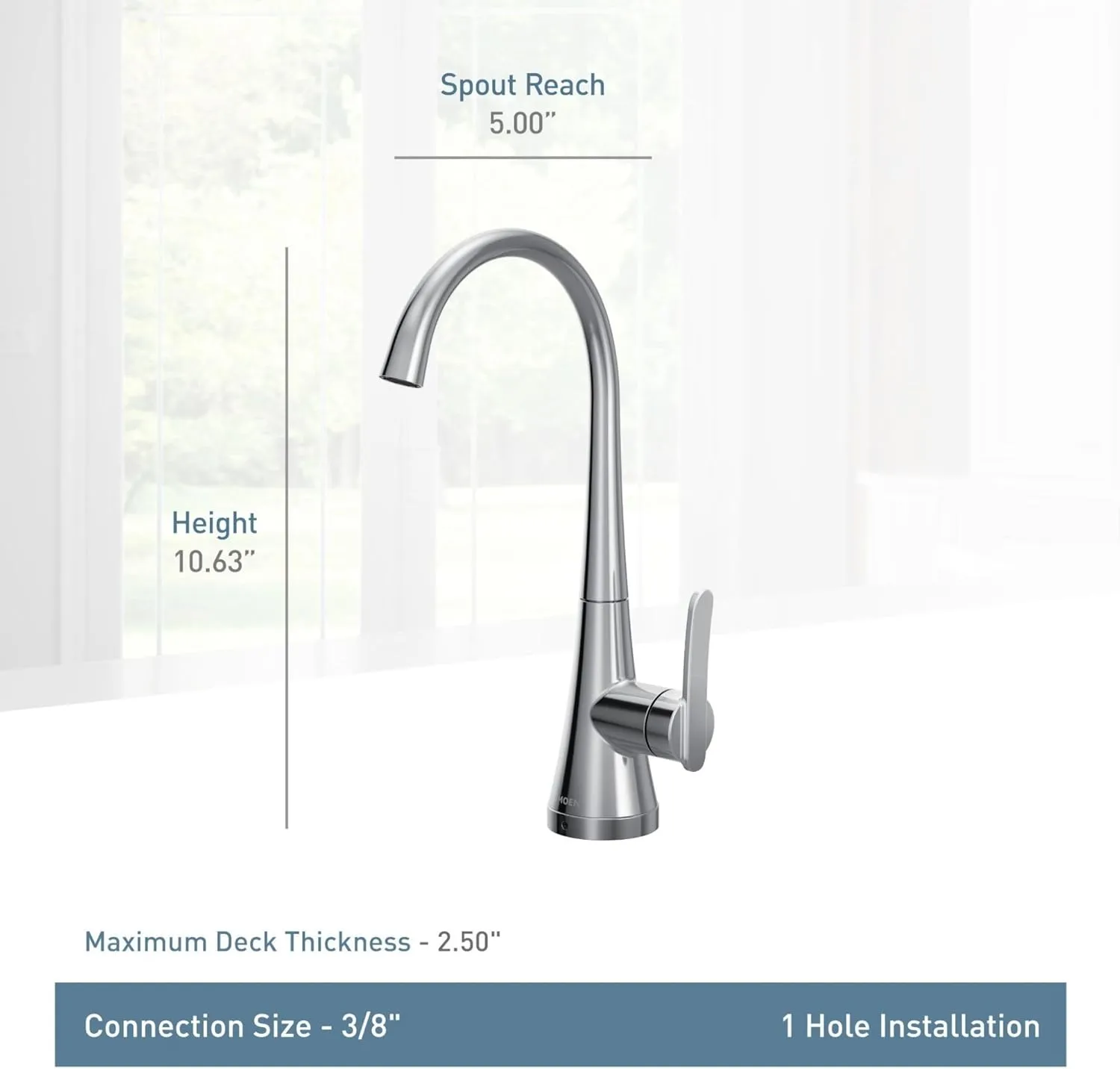 Moen S5535BL Sinema One-Handle High Arc Single Mount Beverage Faucet, Optional Water Filtration System Available (Sold Separately), Matte Black