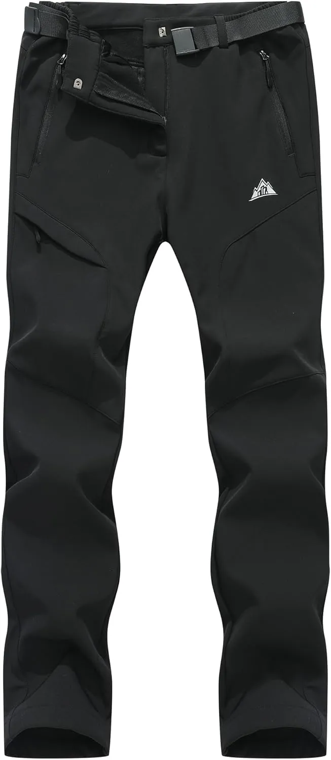 MOERDENG Women's Fleece Lined Snow Ski Pants Waterproof Softshell Pants Winter Warm Insulated Hiking Pants
