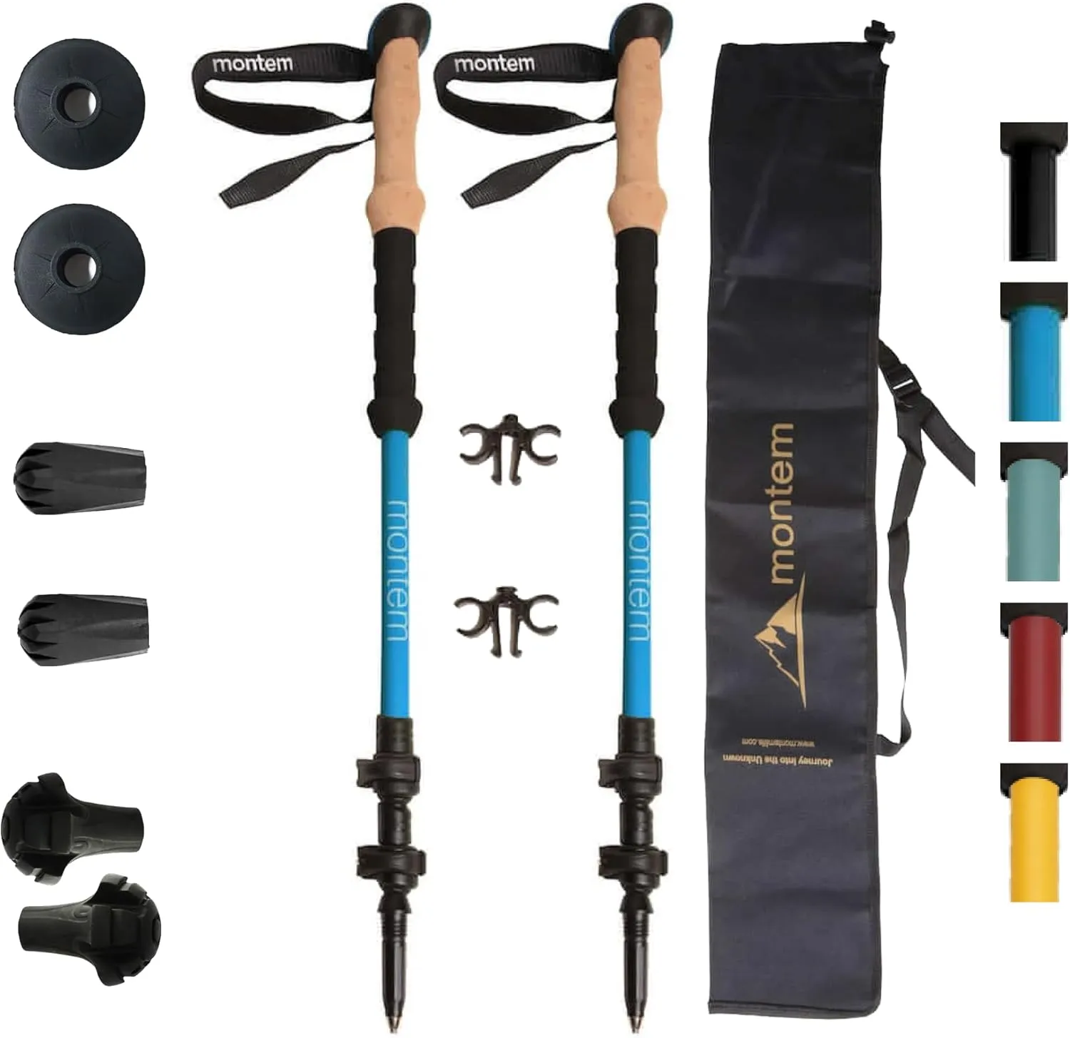 Montem Ultra Light 100% Carbon Fiber Trekking, Walking, and Hiking Poles - One Pair (2 Poles) - Ultra Light, Quick Locking, Foldable, Weather-Resistant and Ultra Durable