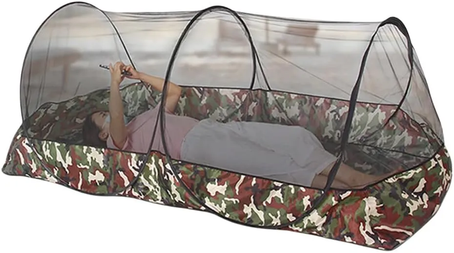 Mosquito Tent,Folding Netting Bed Tent,Portable Mosquito Netting with Bottom,Camping Tent Fine Mesh Mosquito Net for Adults Kids Travel Camping Backyards Canopy Outdoor (Black Net, 1 Person)