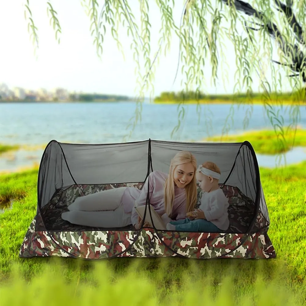Mosquito Tent,Folding Netting Bed Tent,Portable Mosquito Netting with Bottom,Camping Tent Fine Mesh Mosquito Net for Adults Kids Travel Camping Backyards Canopy Outdoor (Black Net, 1 Person)
