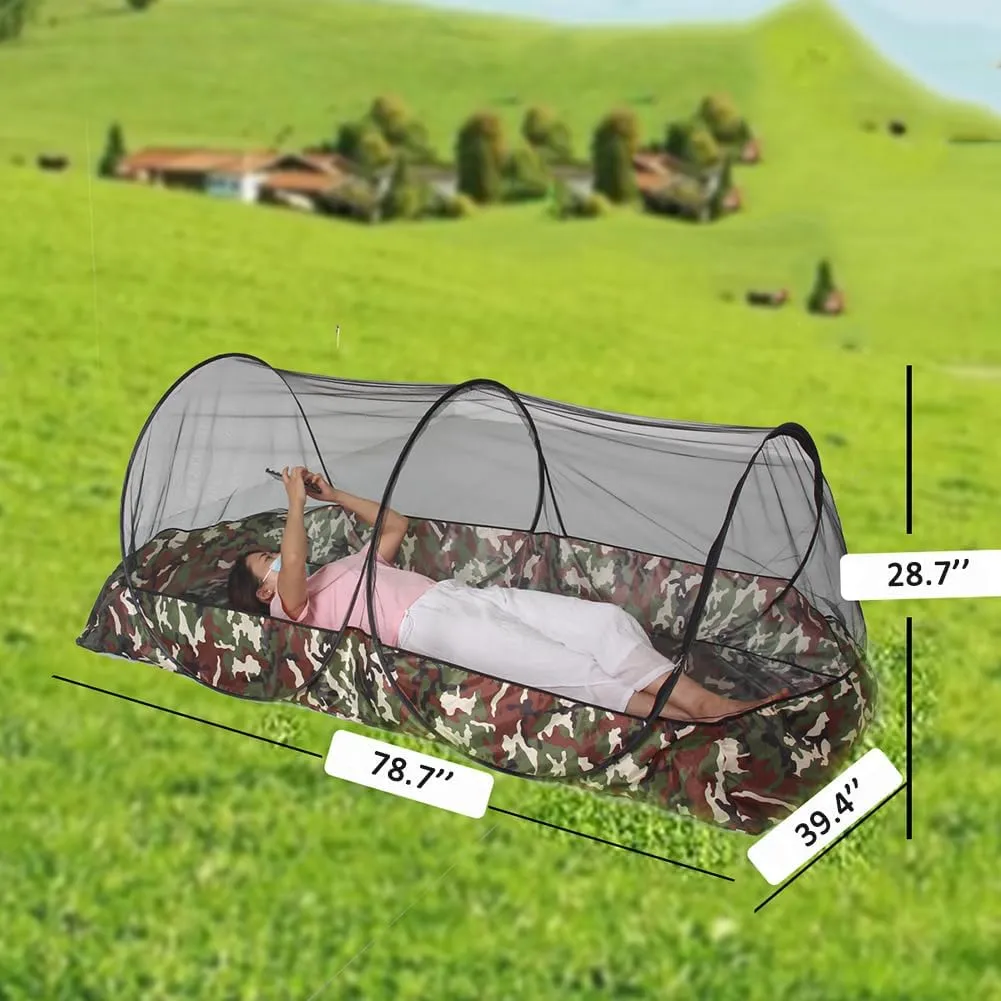 Mosquito Tent,Folding Netting Bed Tent,Portable Mosquito Netting with Bottom,Camping Tent Fine Mesh Mosquito Net for Adults Kids Travel Camping Backyards Canopy Outdoor (Black Net, 1 Person)