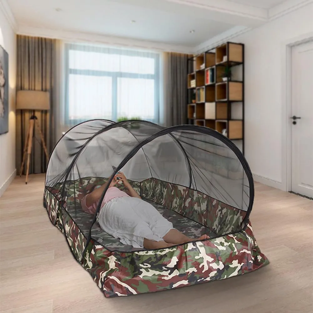 Mosquito Tent,Folding Netting Bed Tent,Portable Mosquito Netting with Bottom,Camping Tent Fine Mesh Mosquito Net for Adults Kids Travel Camping Backyards Canopy Outdoor (Black Net, 1 Person)