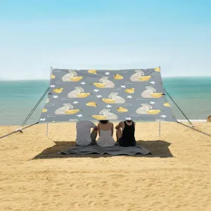 Mouse Pear Cartoon Beach Canopy Tent Anti-UV & Wind Resistant, Camping Sun Shelter Easy Setup Portable,Outdoor Shade Tents with Sandbags,Sand Shovels,Ground Pegs & Stability Poles