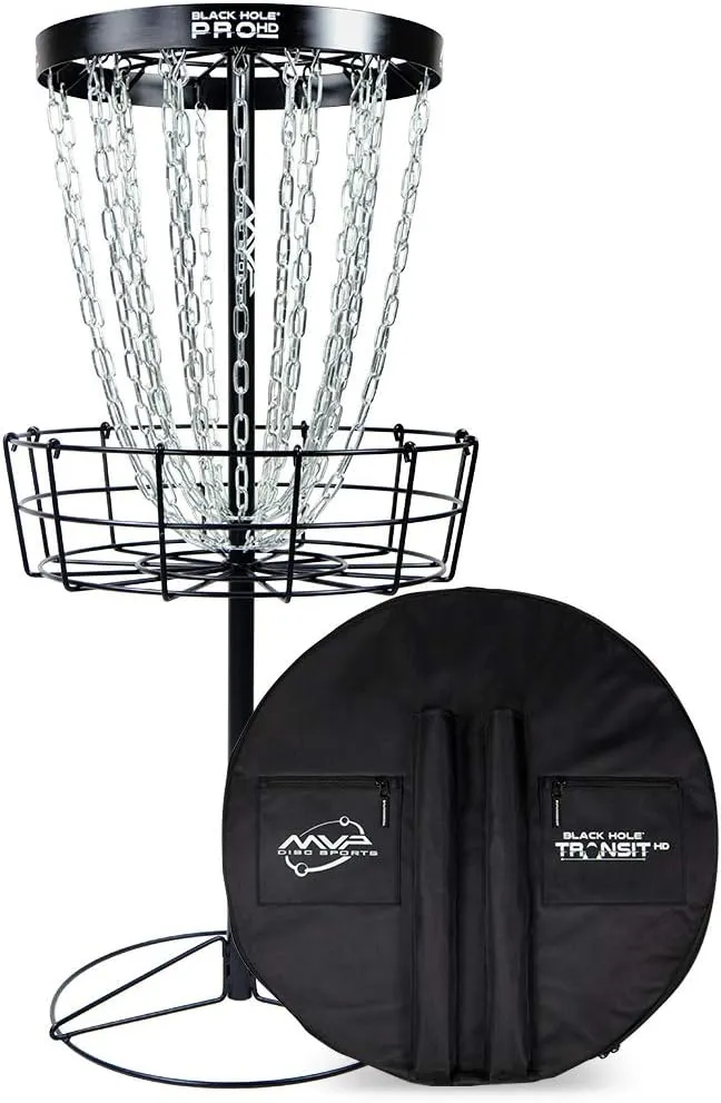 MVP Disc Sports Black Hole Pro HD Disc Golf Basket with Transit Bag