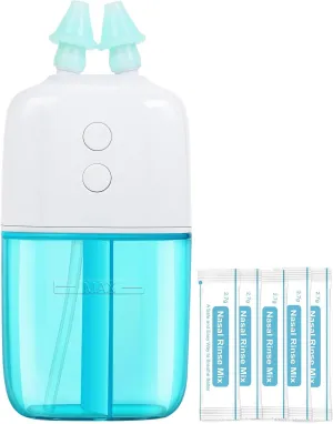Nasal Irrigation System with 30 Saline Packets – Dual Speed and Auto Waste Collection – Portable and Travel-Friendly Nasal Irrigator – Nasal Cleaner for Sinus Relief Nasal Rinse Machine