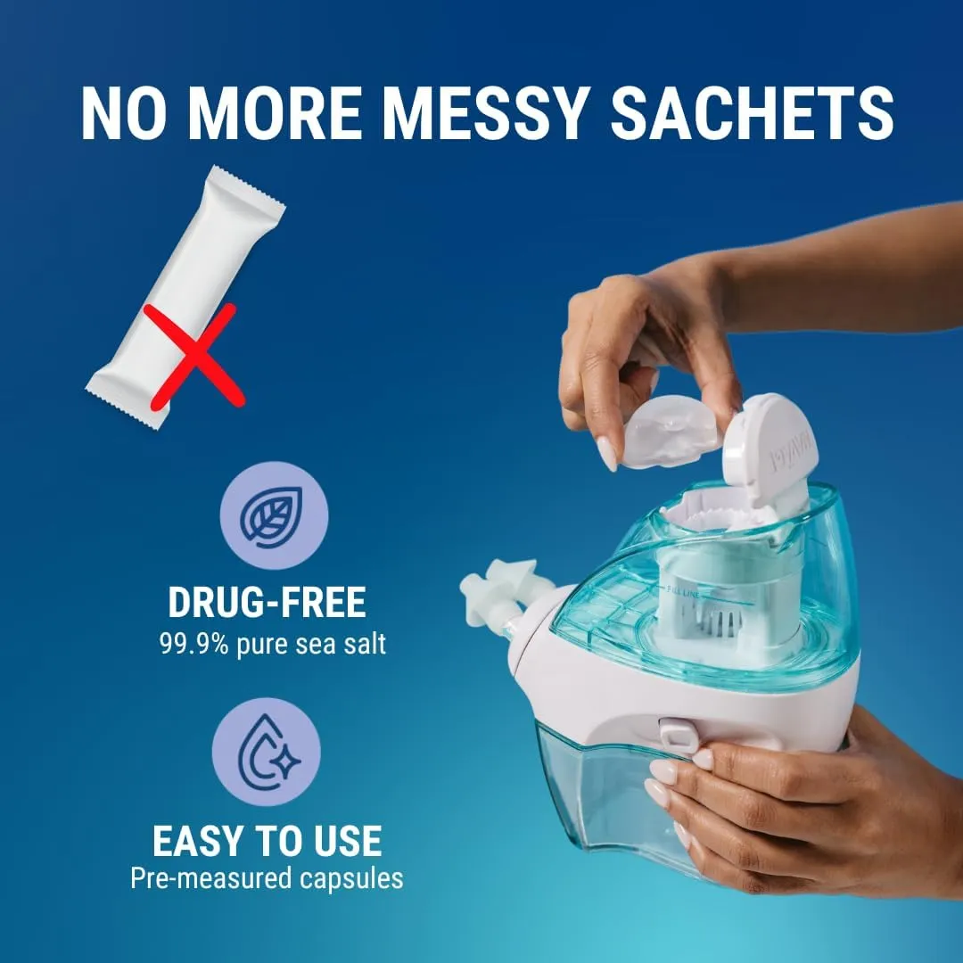 Navage Deluxe Bundle Nasal Irrigation System - Saline Nasal Rinse Kit with 1 Nose Cleaner, 20 Salt Pods, Sky Blue Travel Bag and 1 Countertop Caddy....